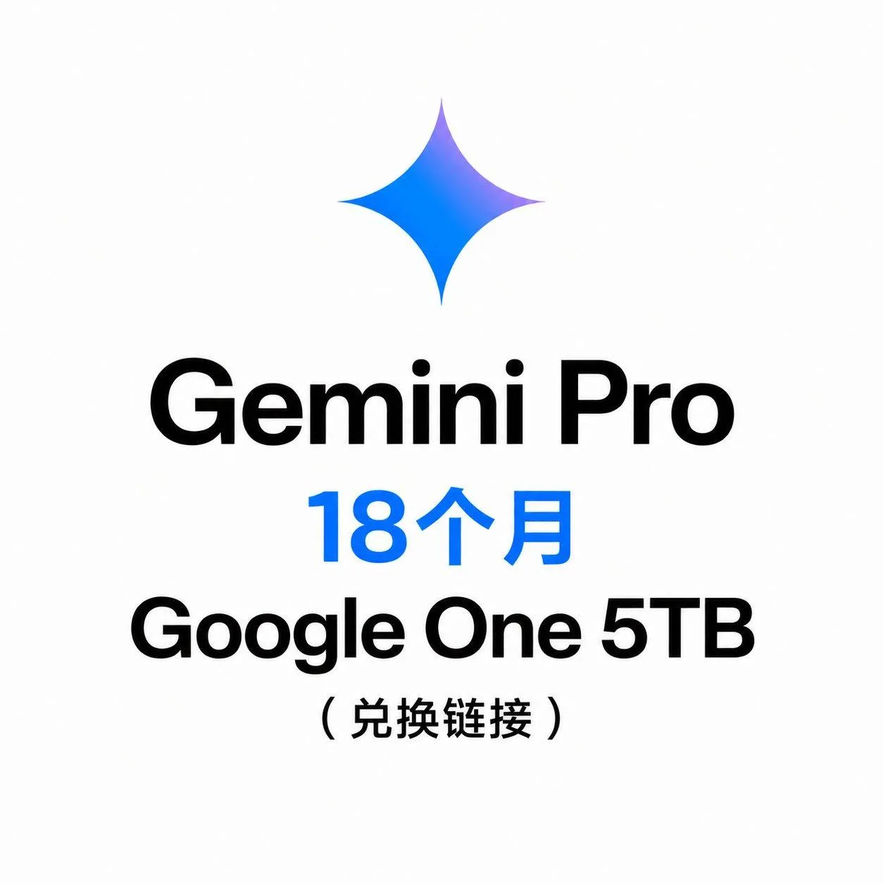 Gemini Pro 18个月 Google One 5TB(兑换链接,不需要绑卡)(10起有折扣) 商品图片