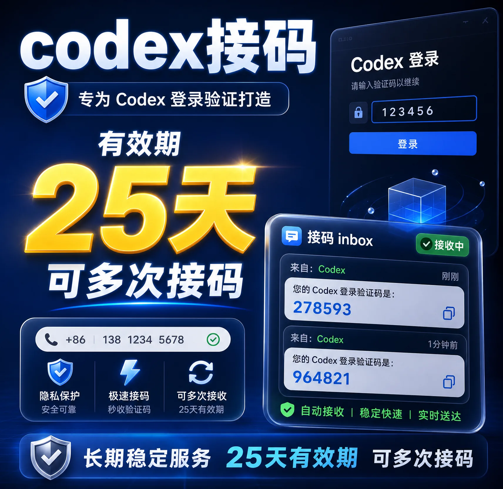 【美区长效】Codex绑定 接马实体卡 25天有效期 商品图片