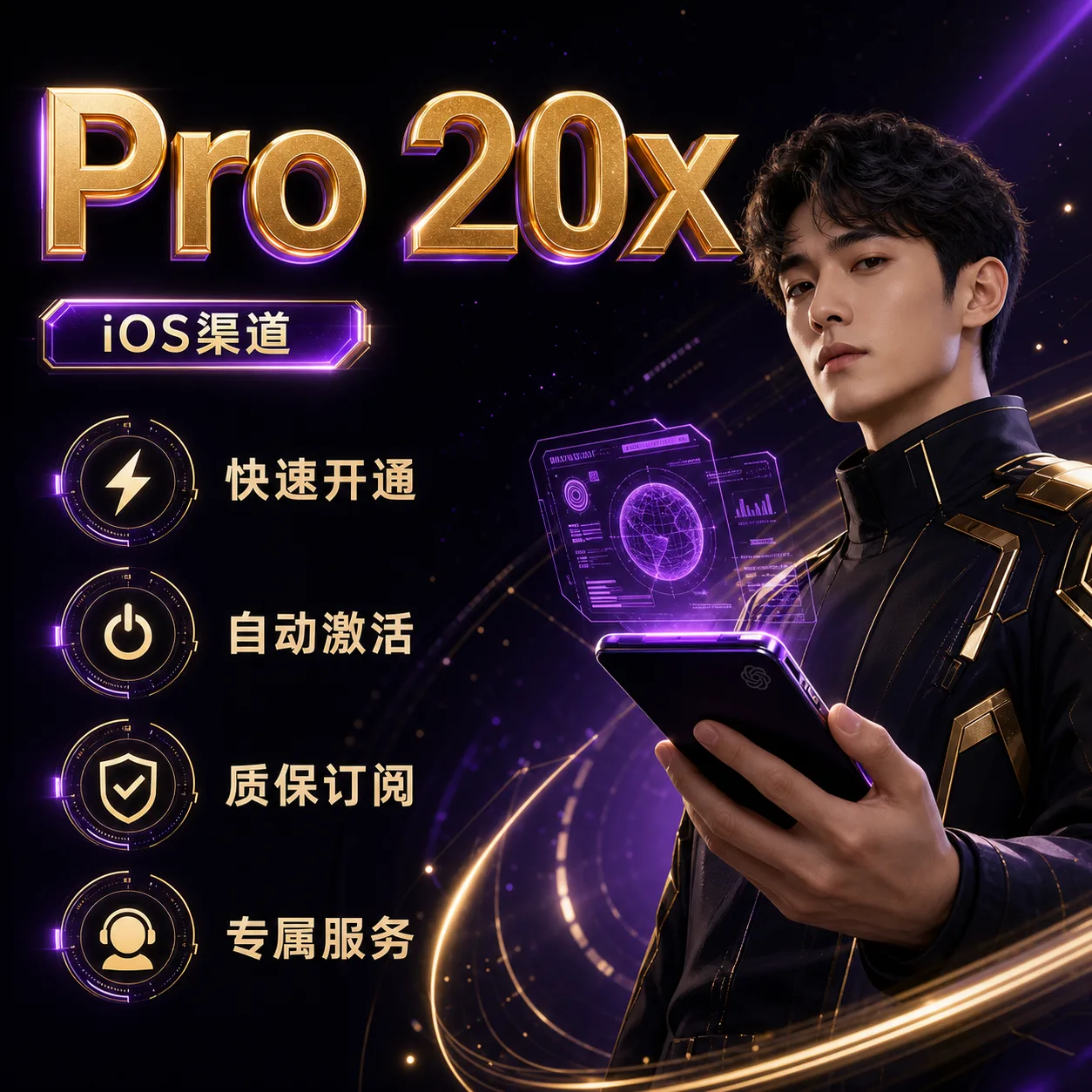 IOS【质保订阅】 Pro 20x 订阅 官方充值 免排队 秒充(5-10分钟到账)(可屯卡)商品图片