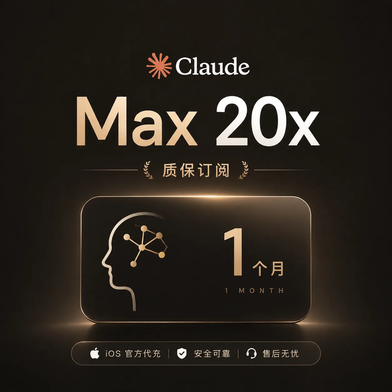 Claude MAX 20X | 200USD | 官方直冲 | 1个月 商品图片
