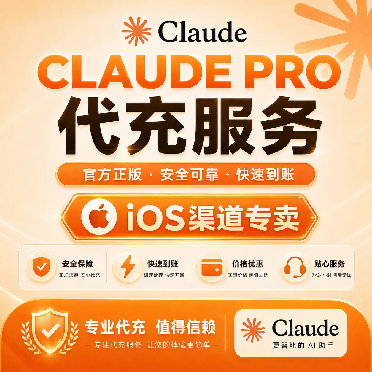 Claude pro 官方直充秒到账 【美区IOS 质保订阅30天】 商品图片