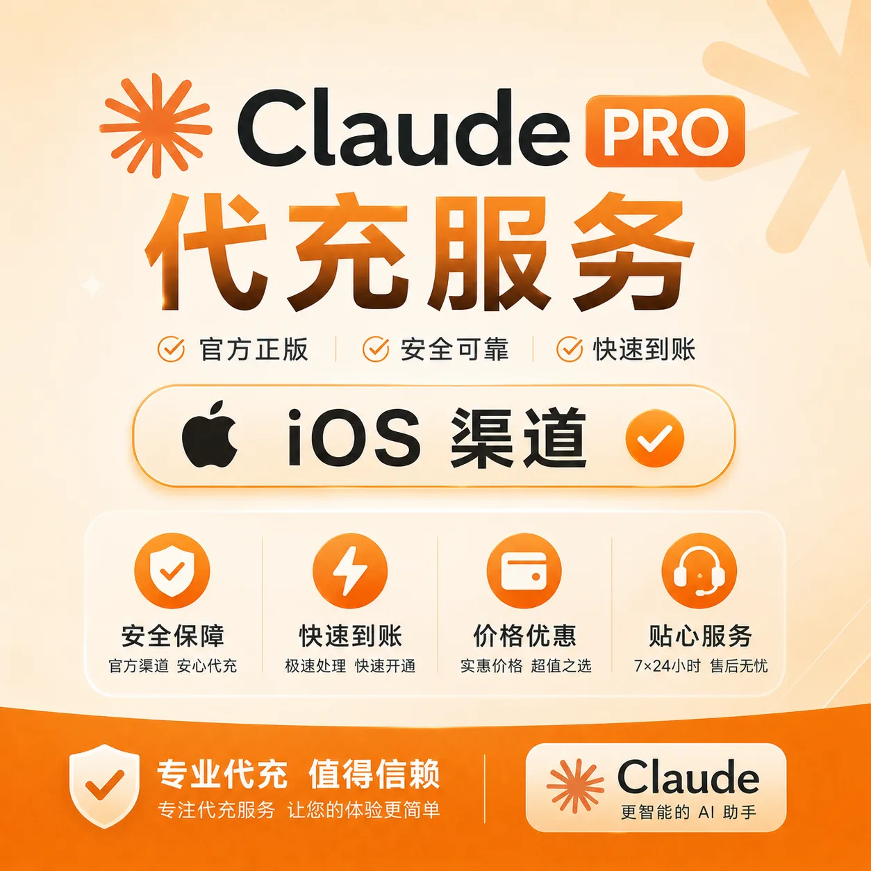 Claude Pro 正规秒到账 【IOS渠道质保订阅】【不包封号】 商品图片