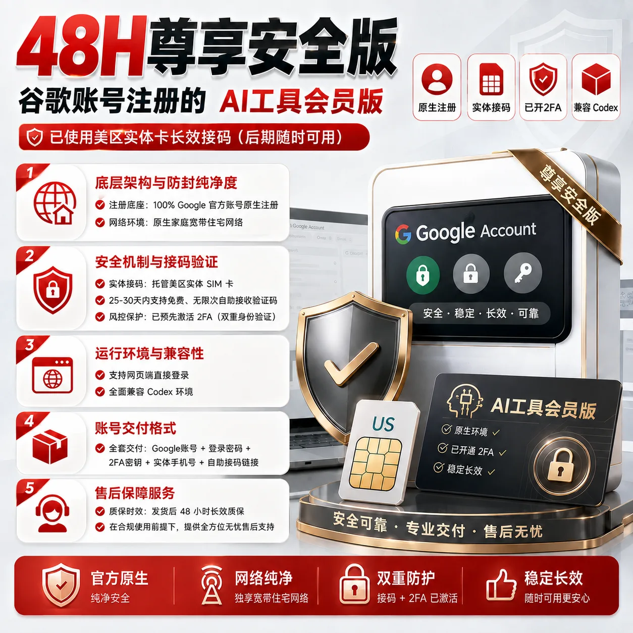 🔥48H质保|谷歌账号注册的G Plus|已使用美区实卡长效接马 (后期随时用) 商品图片