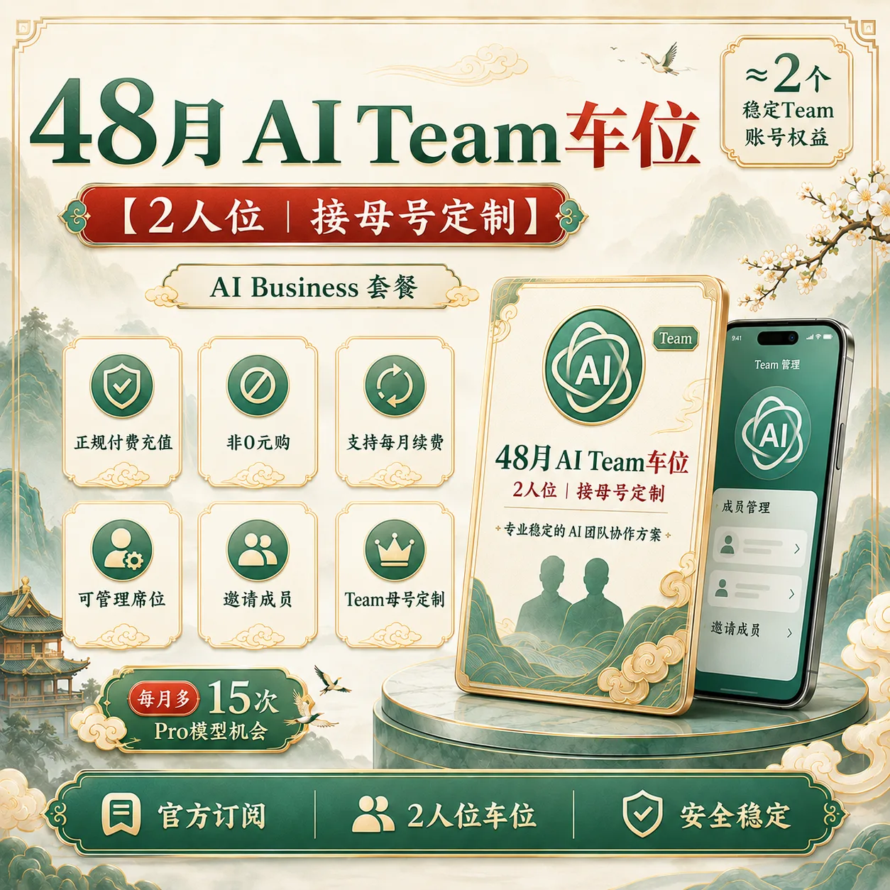 Codex Team 月权益【车位/成品号】(正规车位)【可与plus并存,缓解额度不够用问题】 商品图片