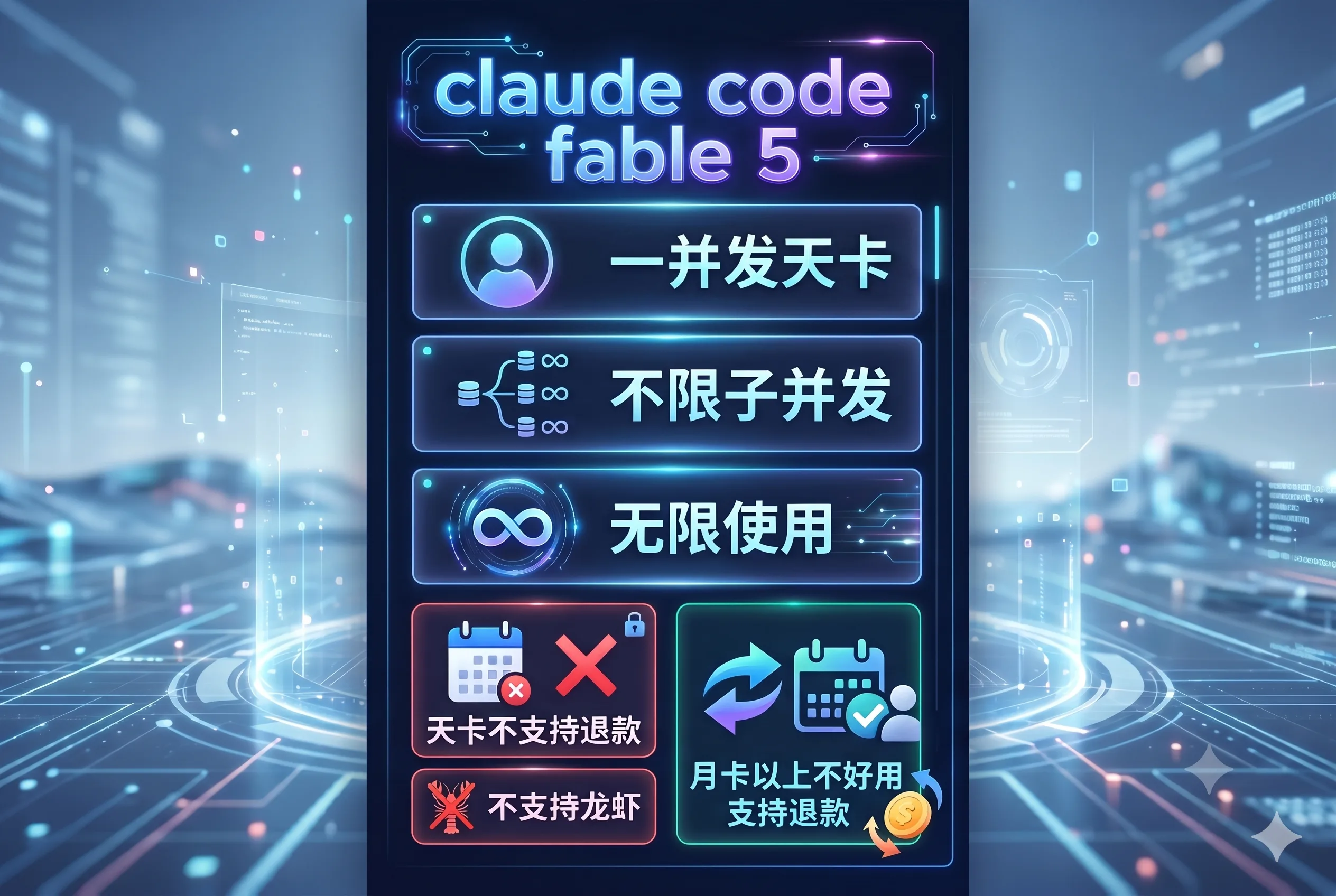 claude code claude Fable 5 天卡 单窗口无限使用 不支持龙虾 商品图片