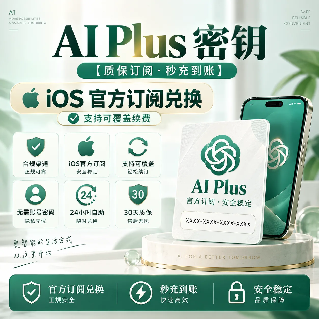 Plus 美区IOS渠道 cdk【质保订阅~秒充-可覆盖~可续费-任何号可用】【店长主推】【周末特惠】 商品图片