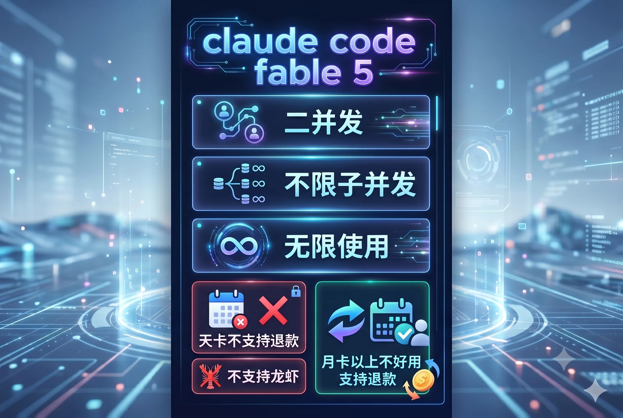 claude code Fable 5 月卡 双窗口 无限使用 不支持龙虾 商品图片