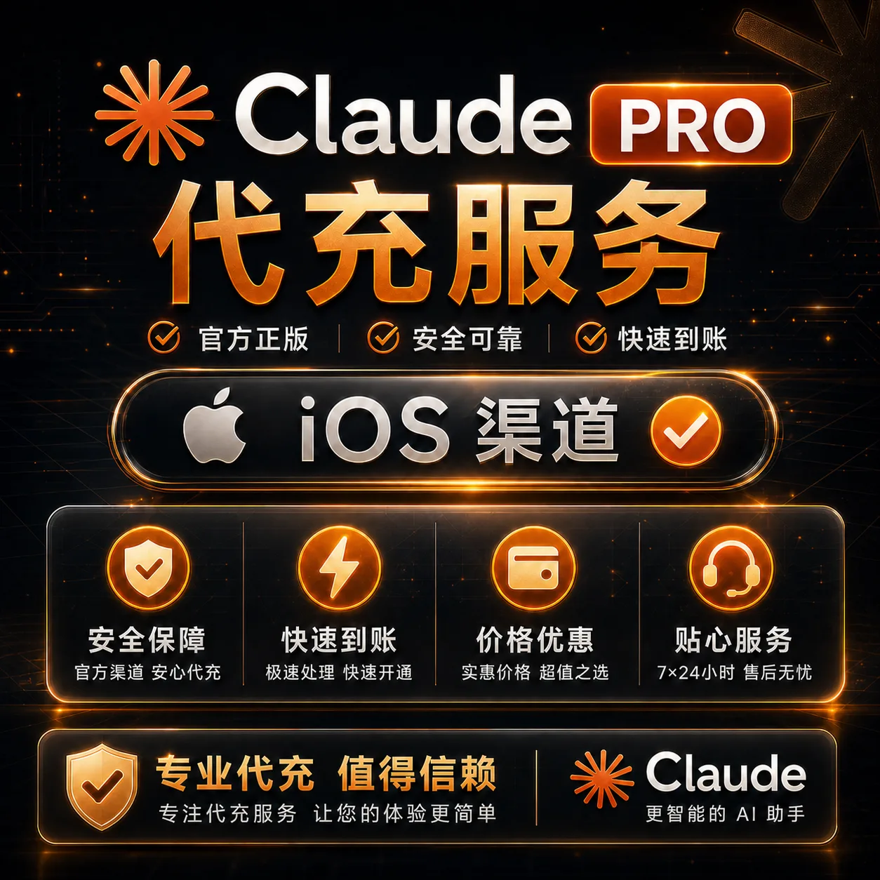 【全自动秒到】Claude Pro会员官方直充 【正规IOS保障】 24H自助卡密续费 商品图片