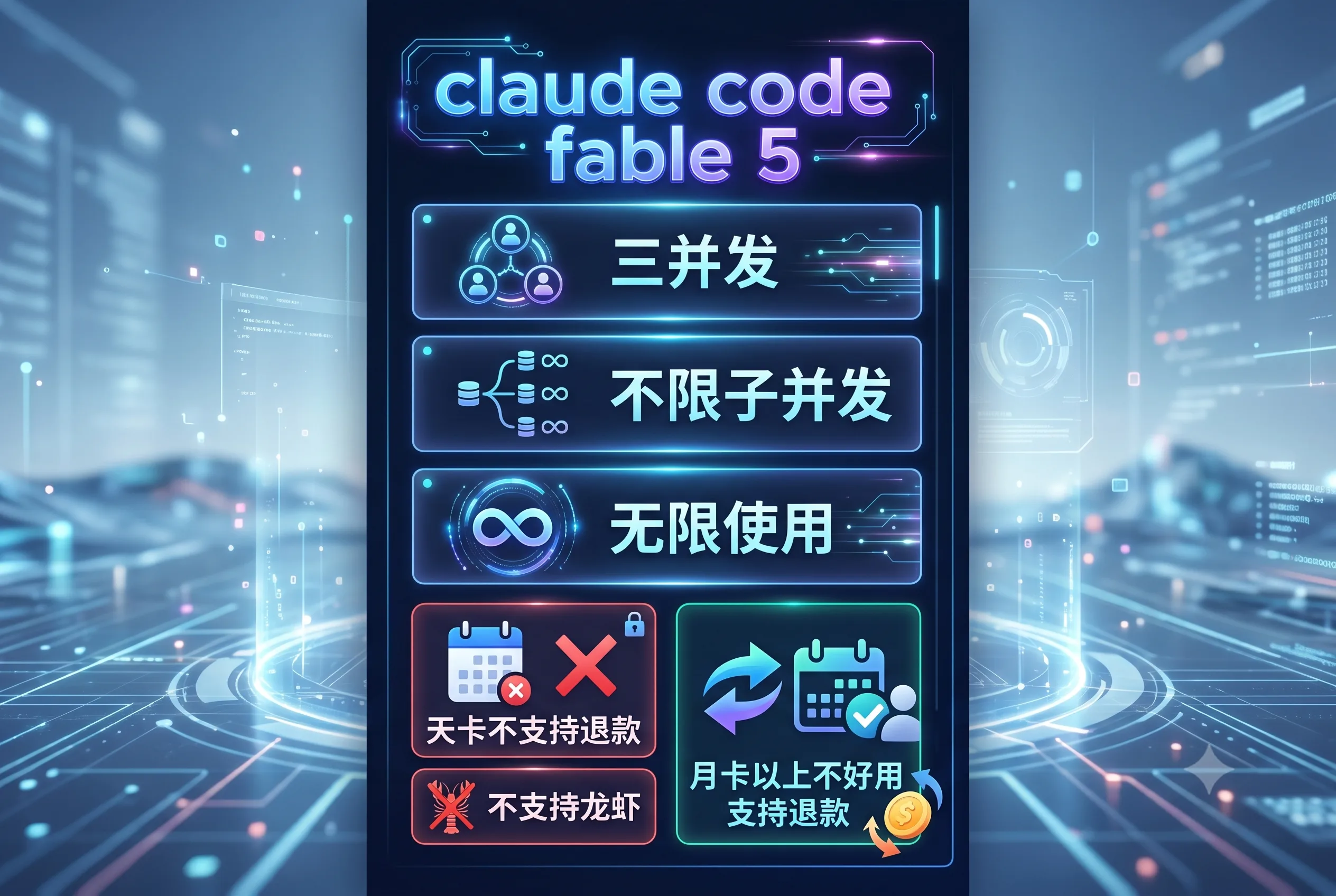 claude code claude Fable 5月卡 三窗口 无限使用 不支持龙虾 商品图片