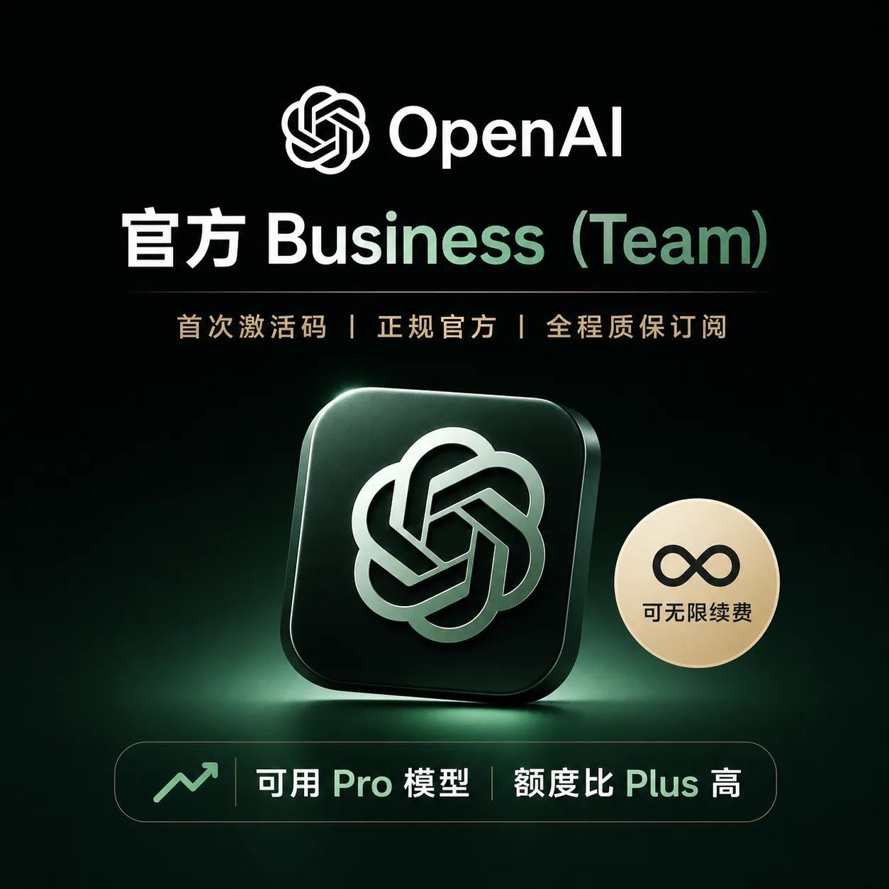g皮t 首次激活码 正规官方 标准business(team) 全程质保订阅,可无限续费,可用pro模型额度比plus高 商品图片