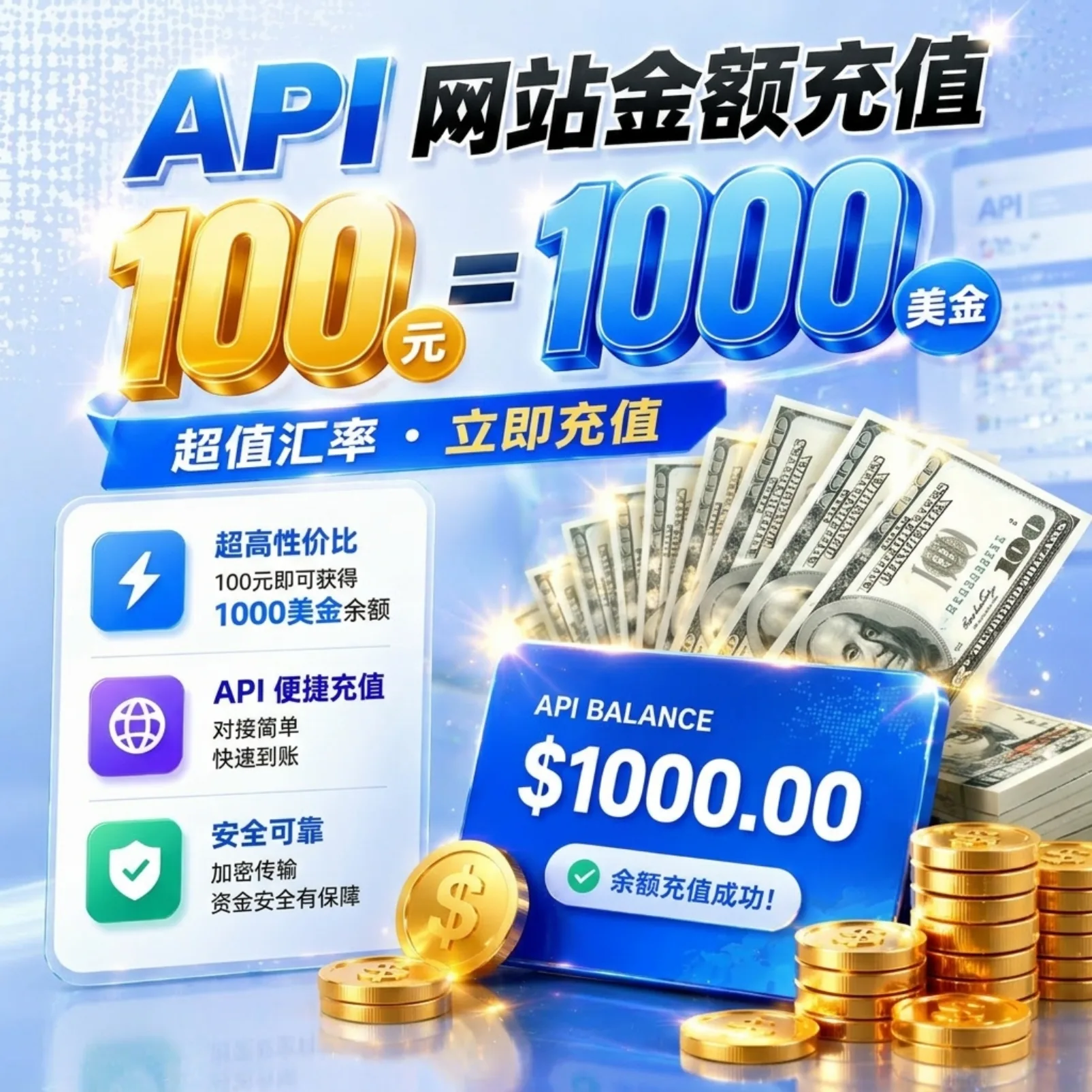 100元-API 网站金额充值 ===15元一个亿 商品图片