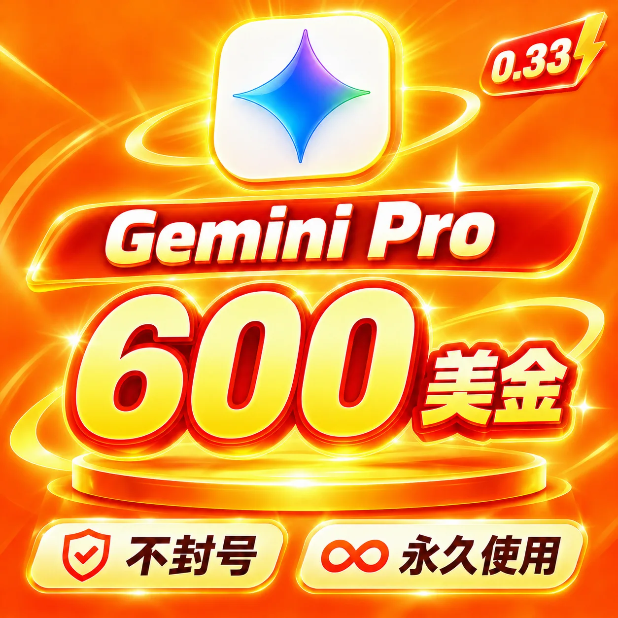 🔥Gemini Pro额度｜600美金｜gemini-3.8-flash｜nano Banna pro 商品图片