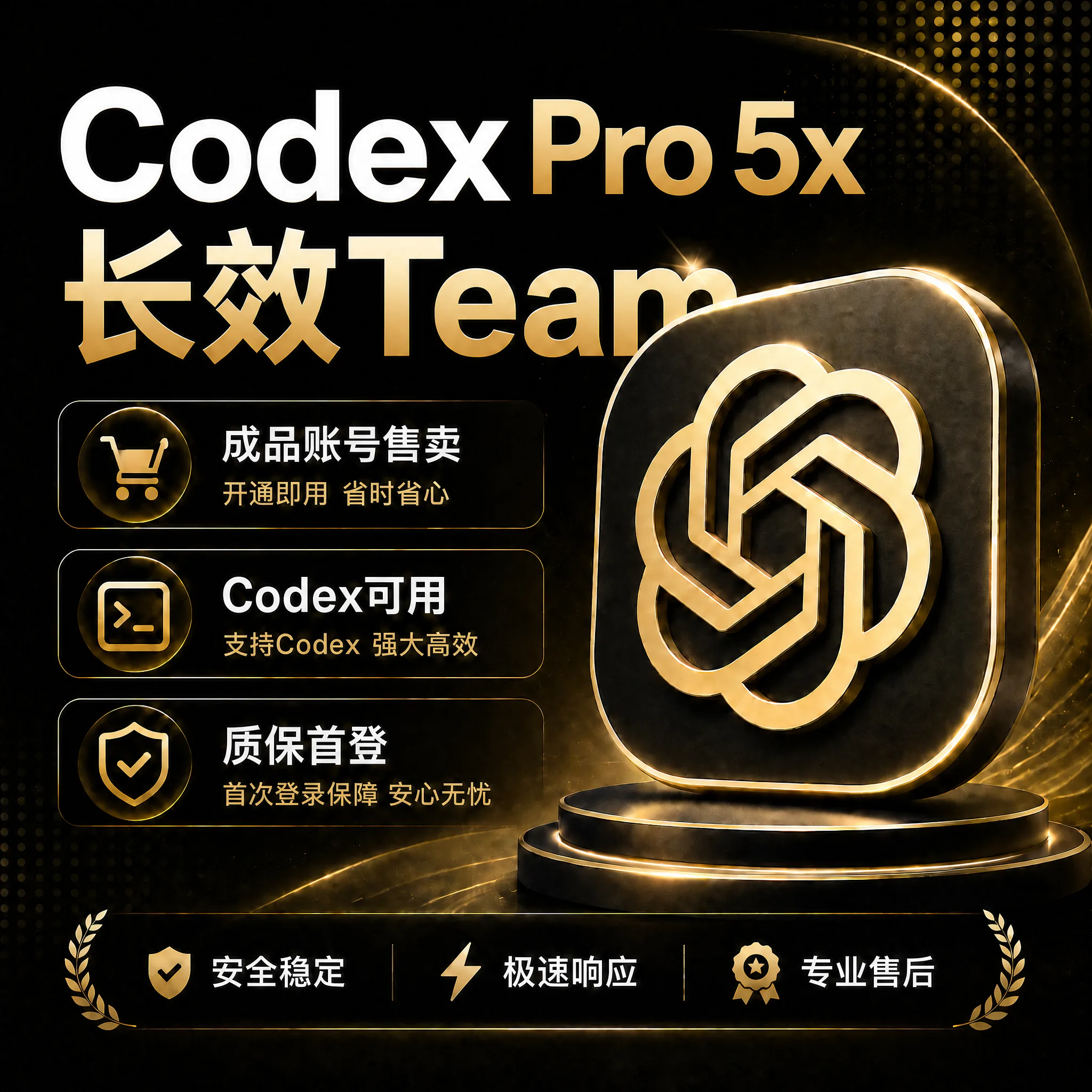 Codex 5x Team 5x 非轮换 账号+密码+2FA 质保首登1H 商品图片