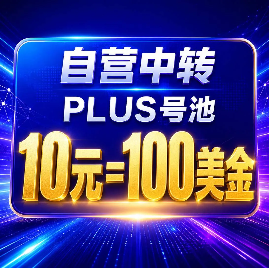 自营中转 PLUS号池 10元=100美金商品图片