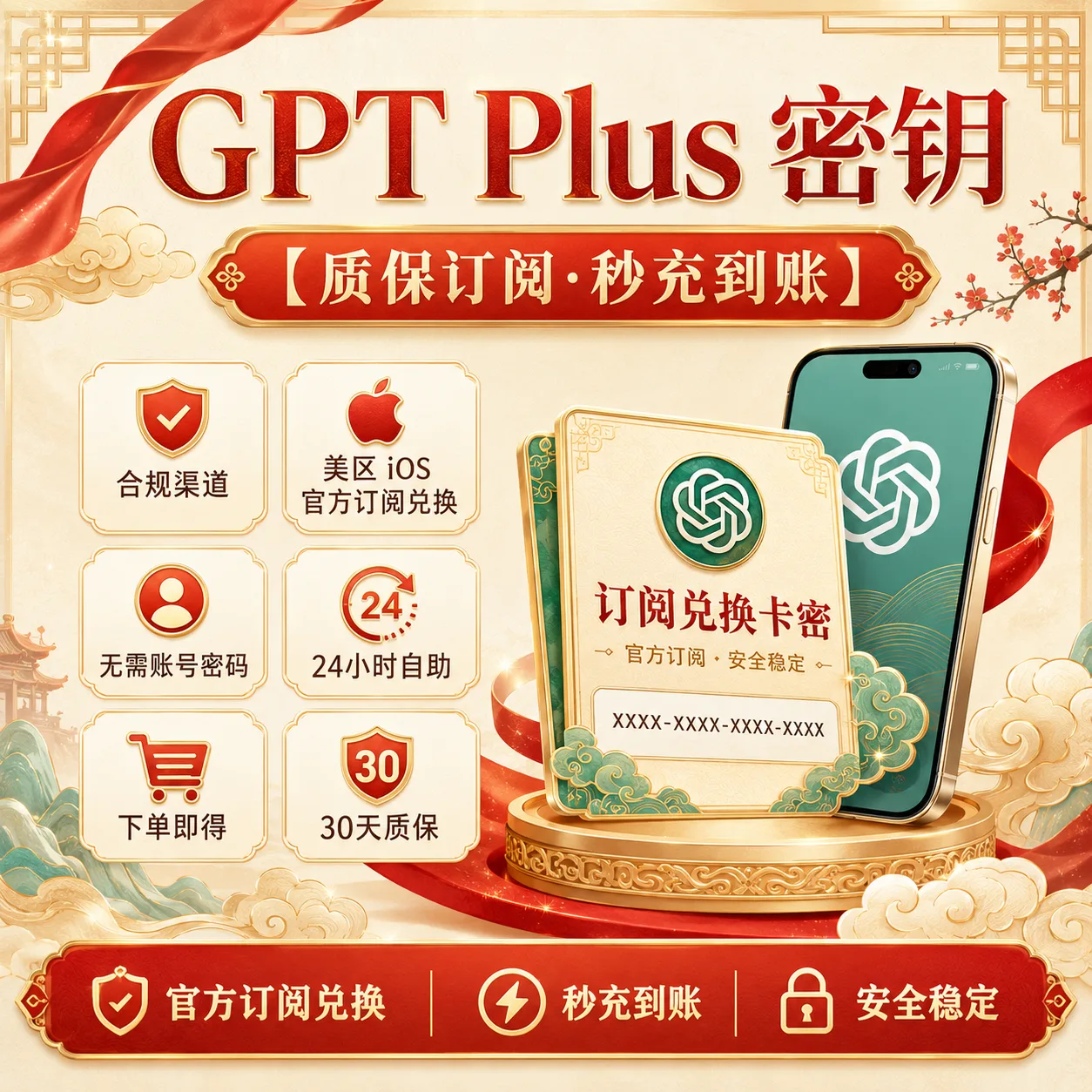 【IOS渠道 | 质保订阅】G Plus~秒充-可覆盖~可续费 CDK【店长主推】 商品图片