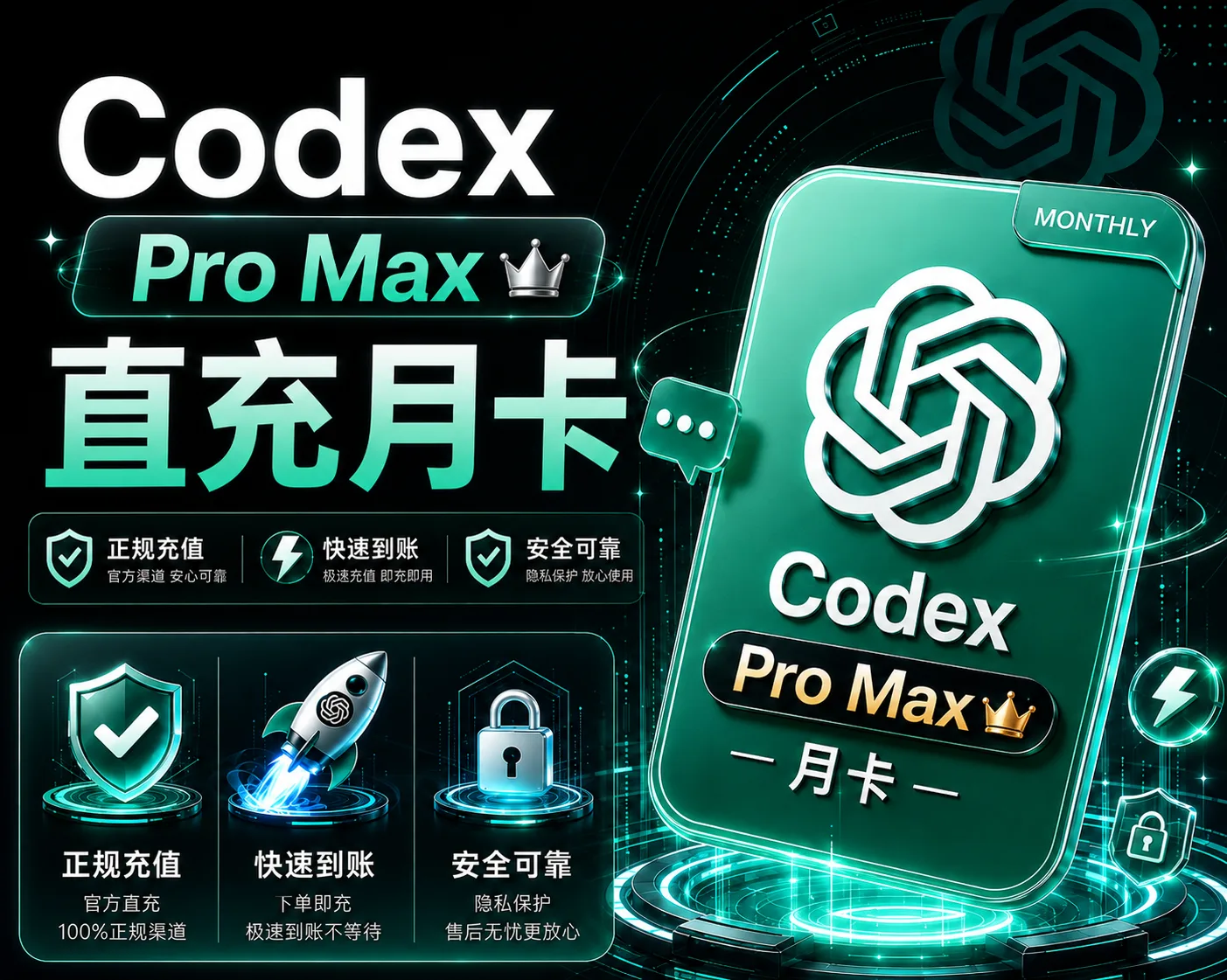 【质保】Codex Pro 20X 正规充值 秒冲 商品图片
