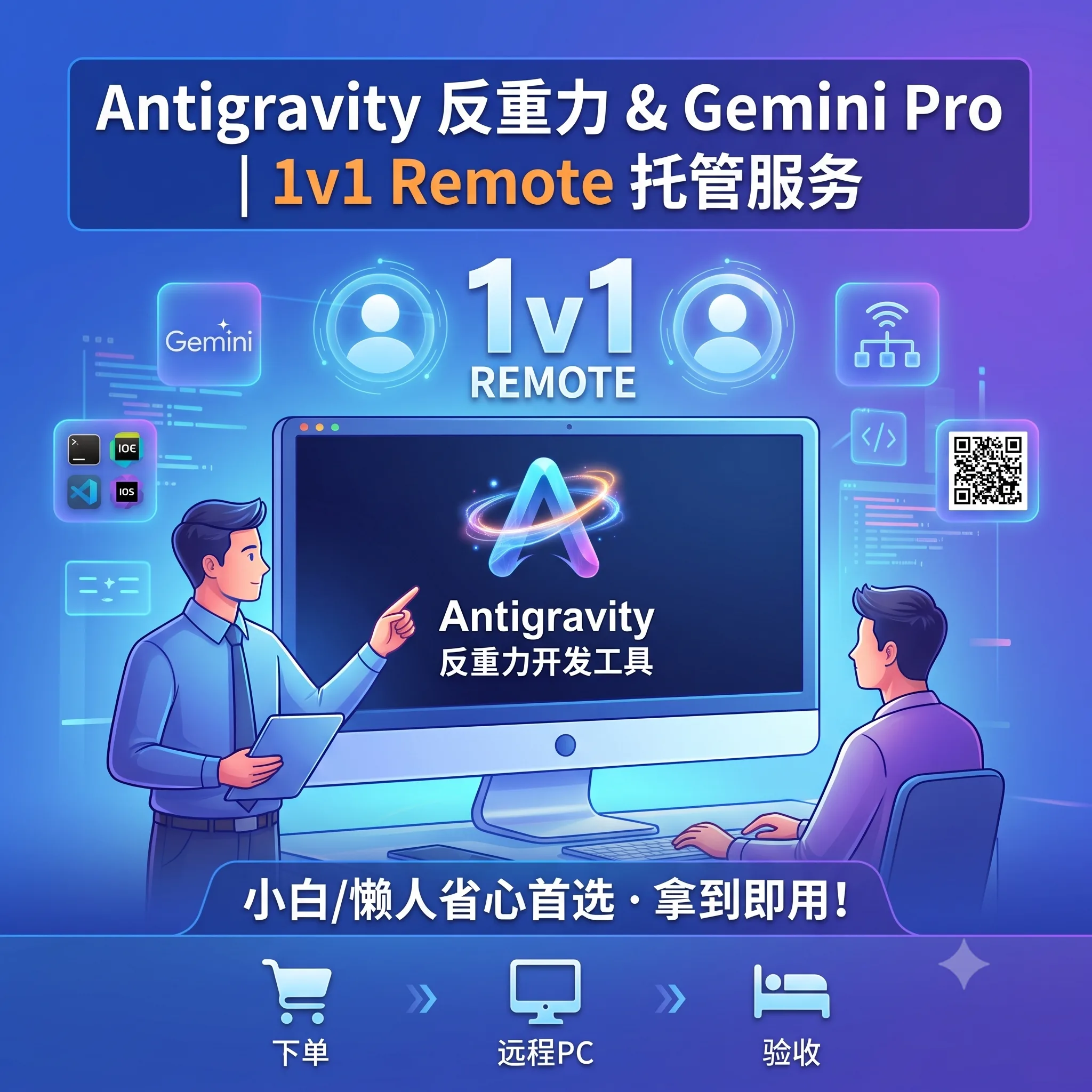 【1v1远程全包】Antigravity反重力+Gemini Pro 1年全家桶（包含号+开通+调试+过验）客服一 商品图片
