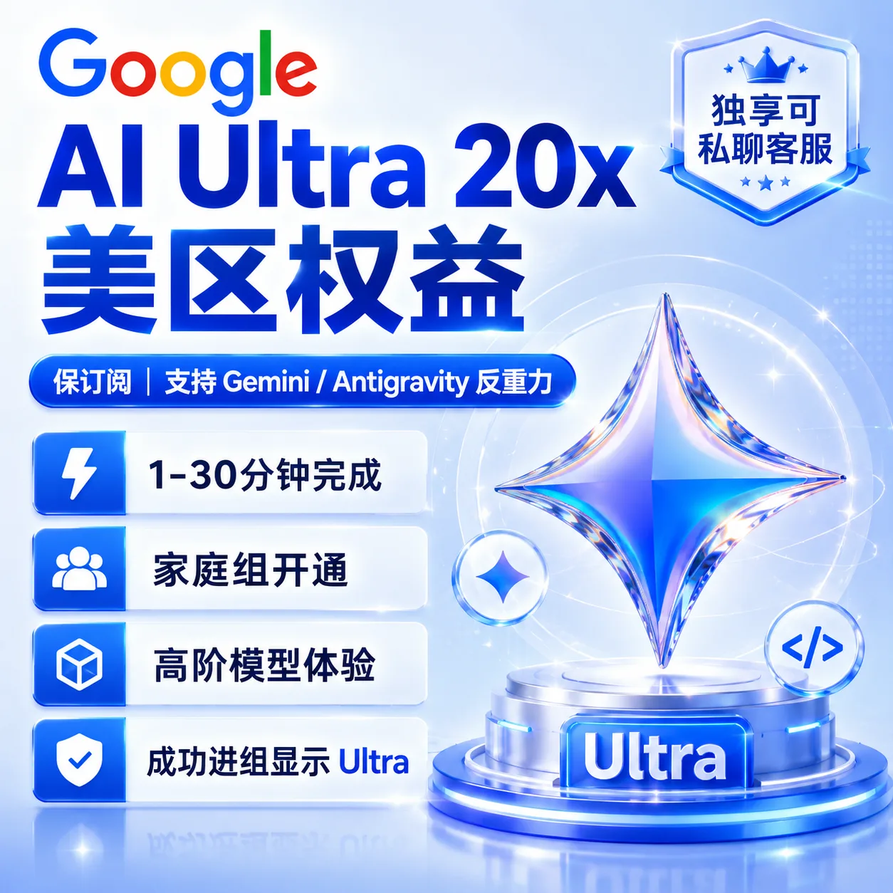 【邀请】Antigravity Ultra 20x【质保订阅】支持Antigravity反重力｜家庭组邀请版商品图片