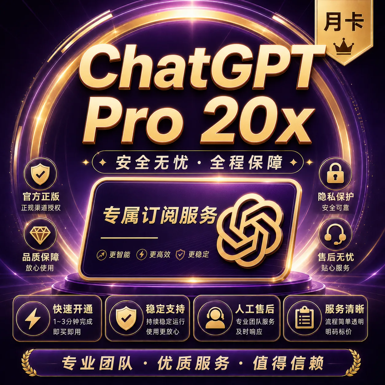 IOS【质保订阅】 Pro 20x 订阅 官方充值 免排队 秒充(5-10分钟到账)(可屯卡) 商品图片