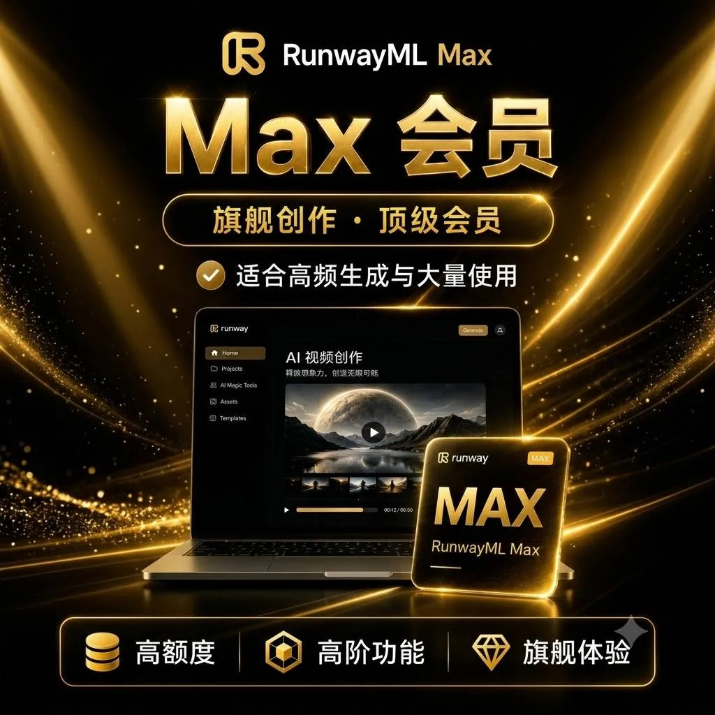 RunwayML Max充值码,视频AI,对应95美元一个月的Max订阅 商品图片