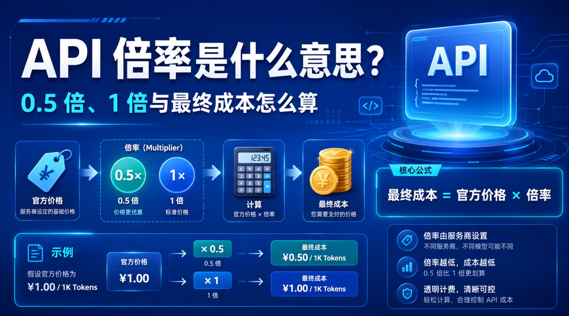 API 倍率是什么意思？0.5 倍、1 倍与最终成本怎么算